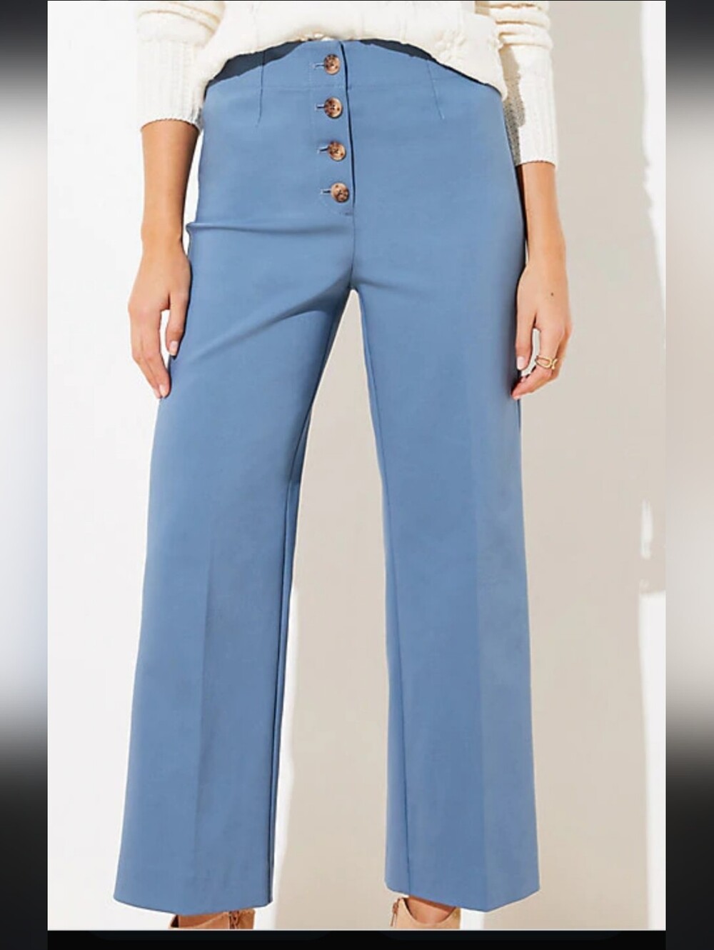 Loft Size 2 Periwinkle Blue Highrise Wide Leg Crop Pants